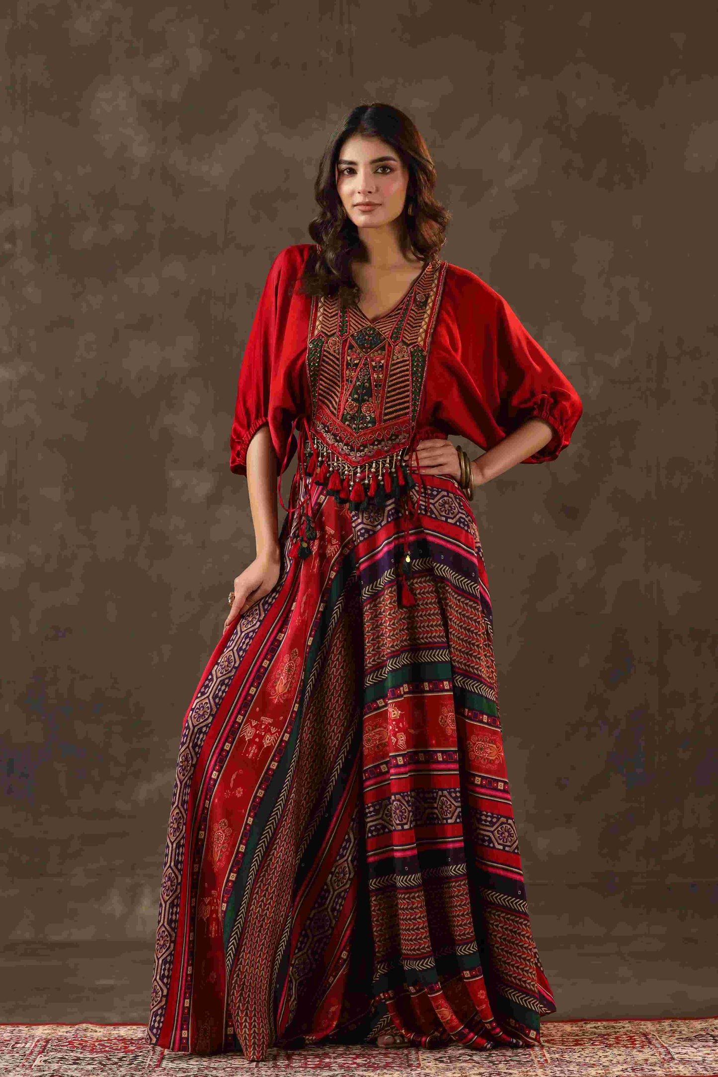 Printed Pant with heavy Cowl Top