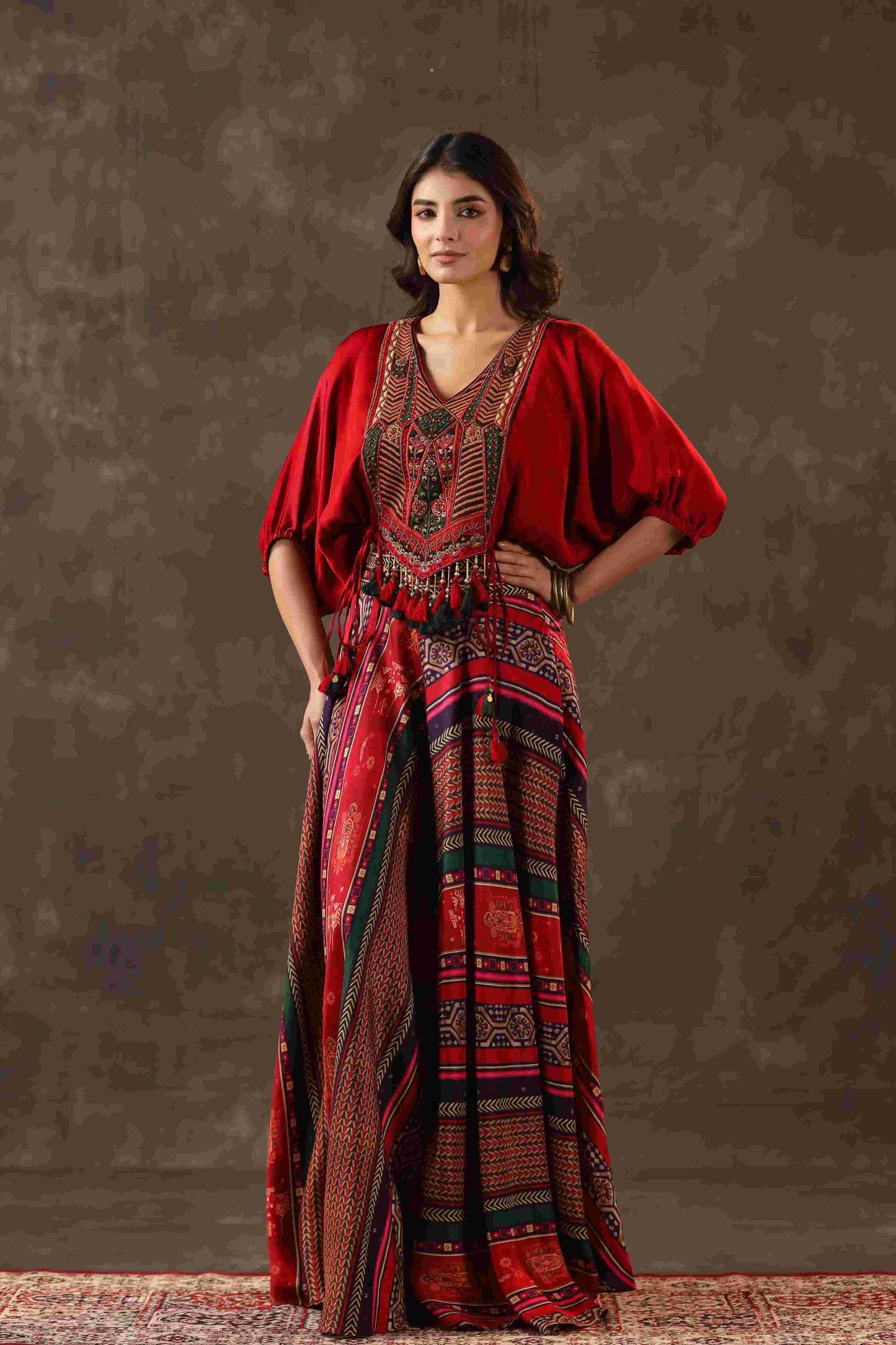 Printed Pant with heavy Cowl Top