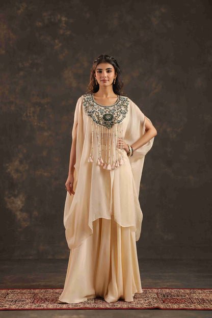 Heavy Embellished Kaftan Set Off White