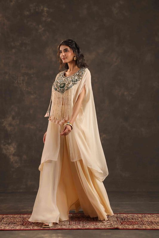 Heavy Embellished Kaftan Set Off White