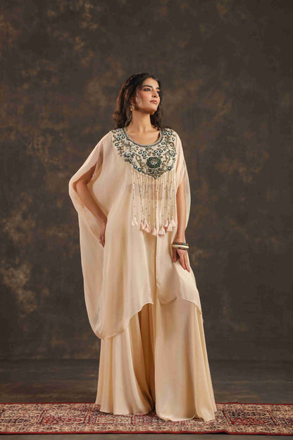 Heavy Embellished Kaftan Set Off White