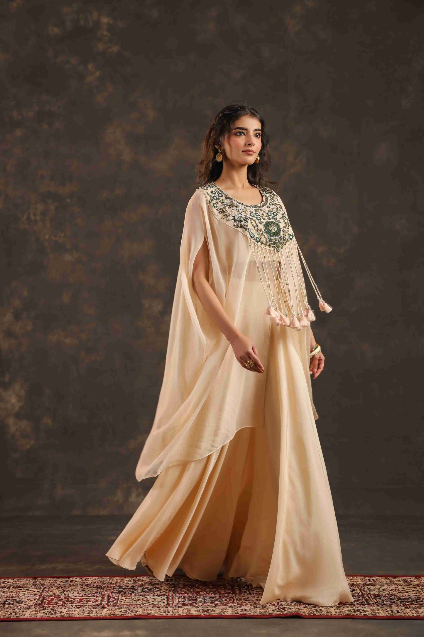 Heavy Embellished Kaftan Set Off White