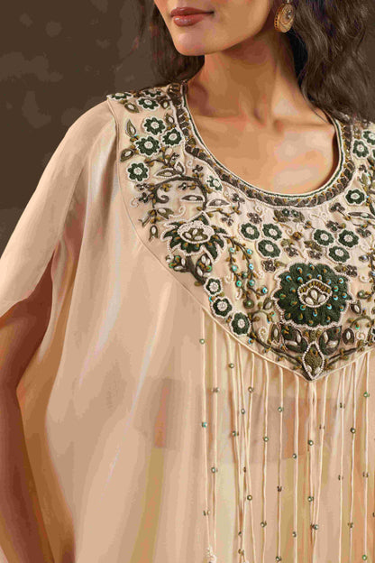 Heavy Embellished Kaftan Set Off White