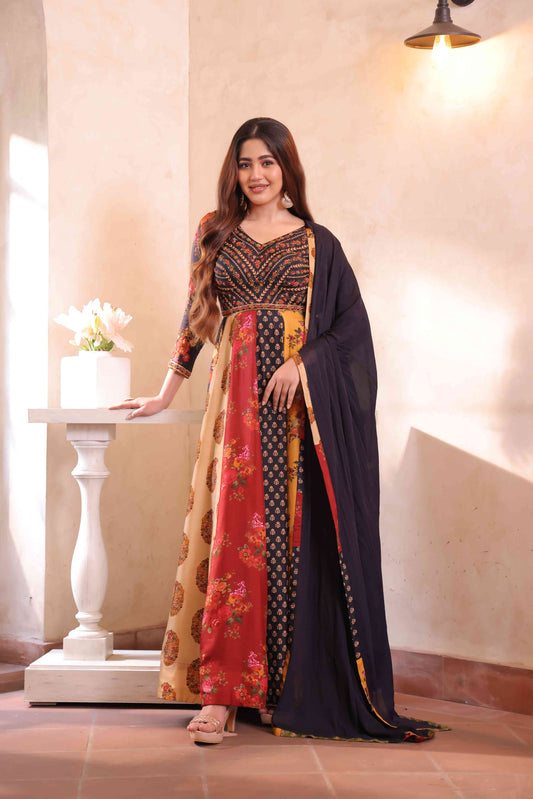 Multi Layered Printed Gown