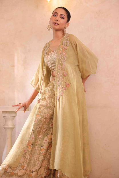 Printed Sharara with Embeliished Jacket