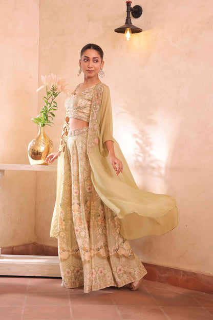 Printed Sharara with Embeliished Jacket