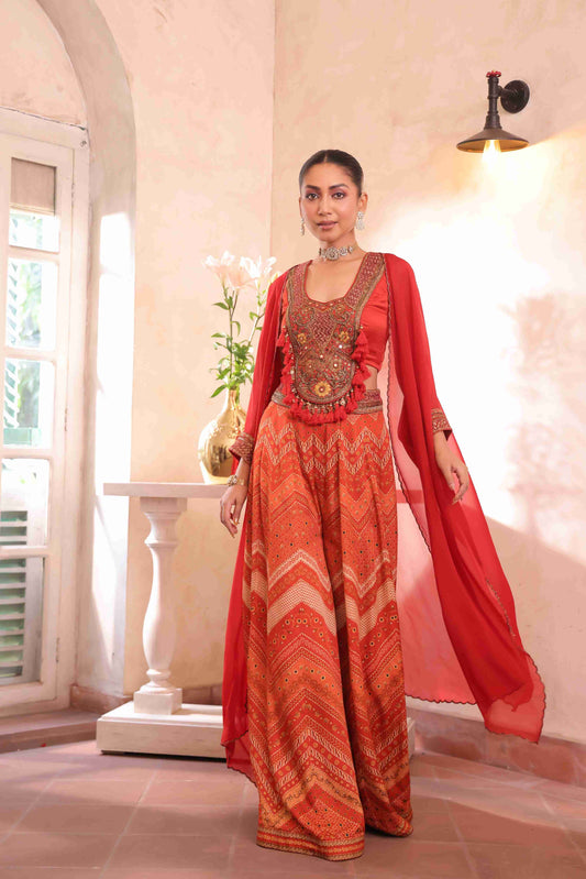 Printed Sharara With Jacket