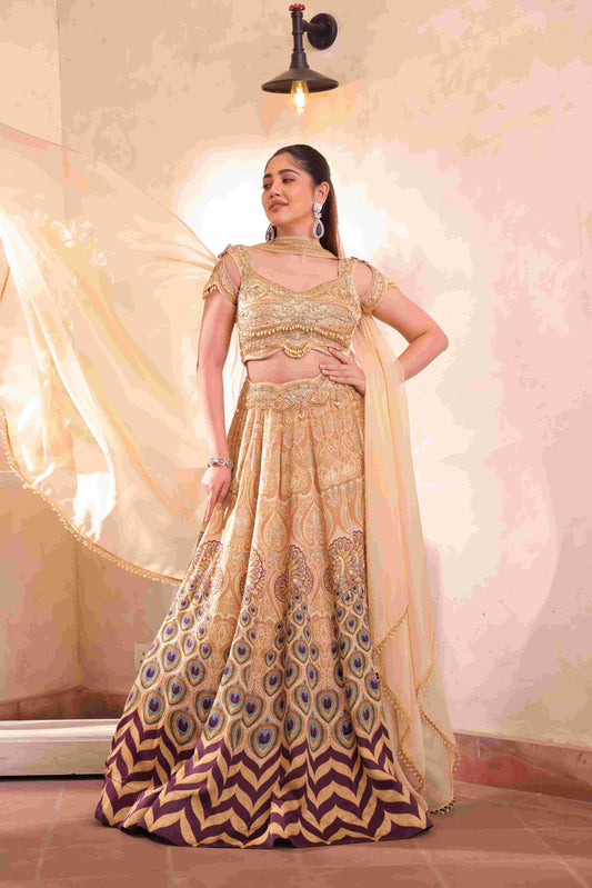 Printed Embellished Lehanga with Choker Blouse