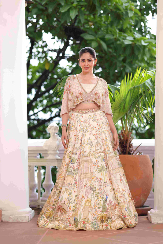 Traditional Print Lehanga With Cape