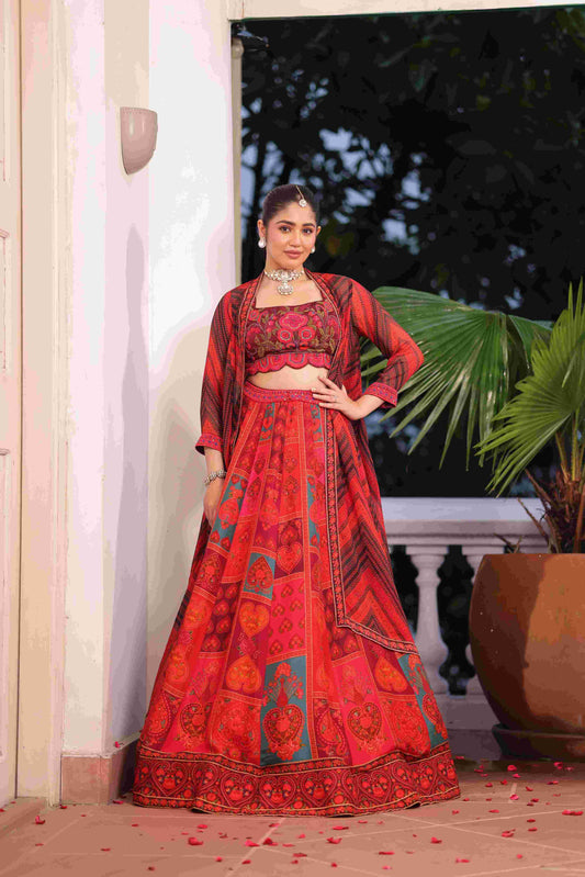 Print Lehanga Jacket Set