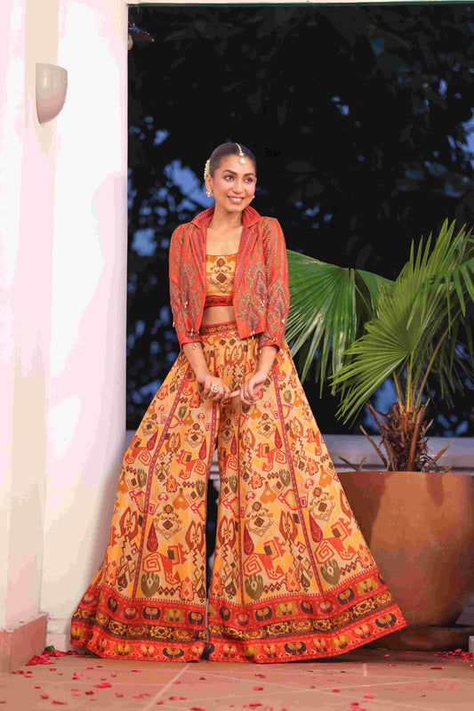 Printed Sharara With Short Jacket