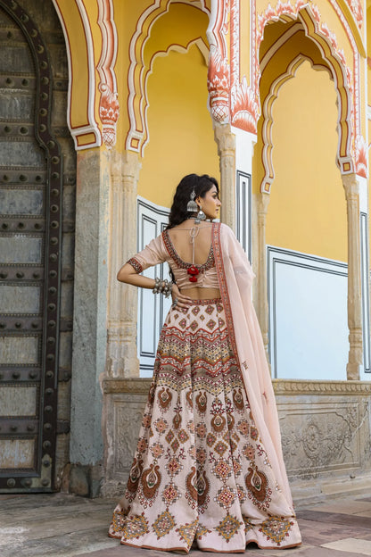 A Embroidery Pattern Print lehanga with embellished Blouse & Dupatta