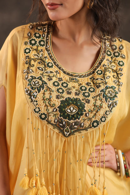 Heavy Embellished Kaftan Set Mint Blue