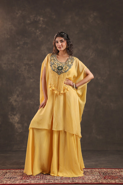 Heavy Embellished Kaftan Set Mint Blue