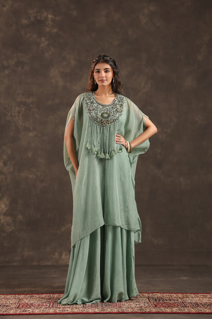 Heavy Embellished Kaftan Set Mint Blue
