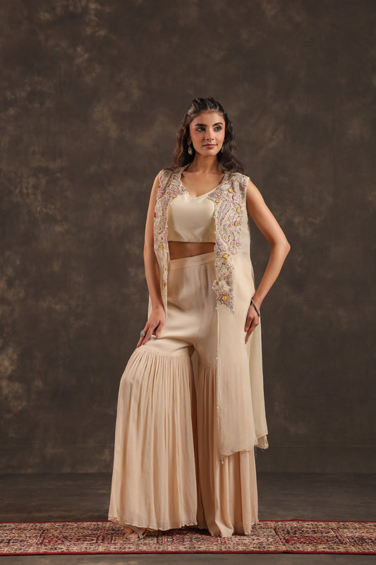 Heavy Jacket + Sharara Pant Ivory