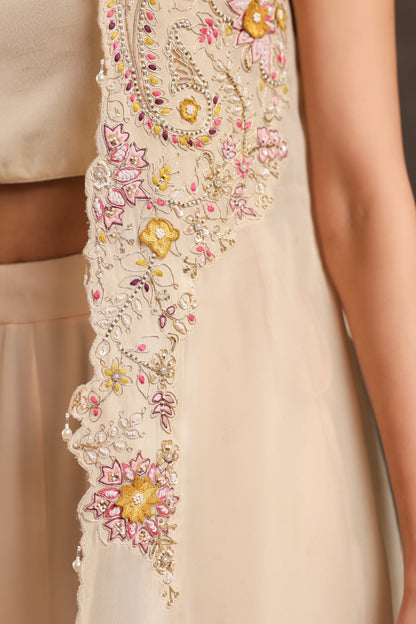 Heavy Jacket + Sharara Pant Ivory