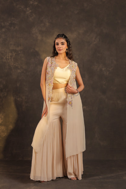 Heavy Jacket + Sharara Pant Ivory