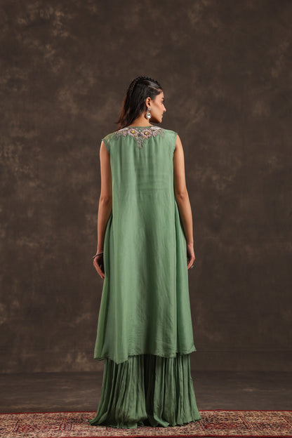 Heavy Jacket + Sharara Pant Green