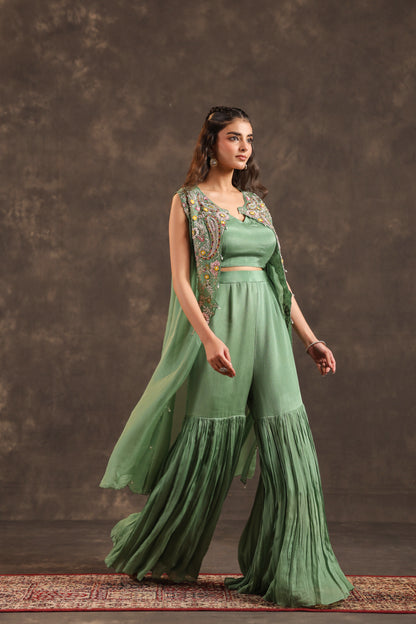 Heavy Jacket + Sharara Pant Green