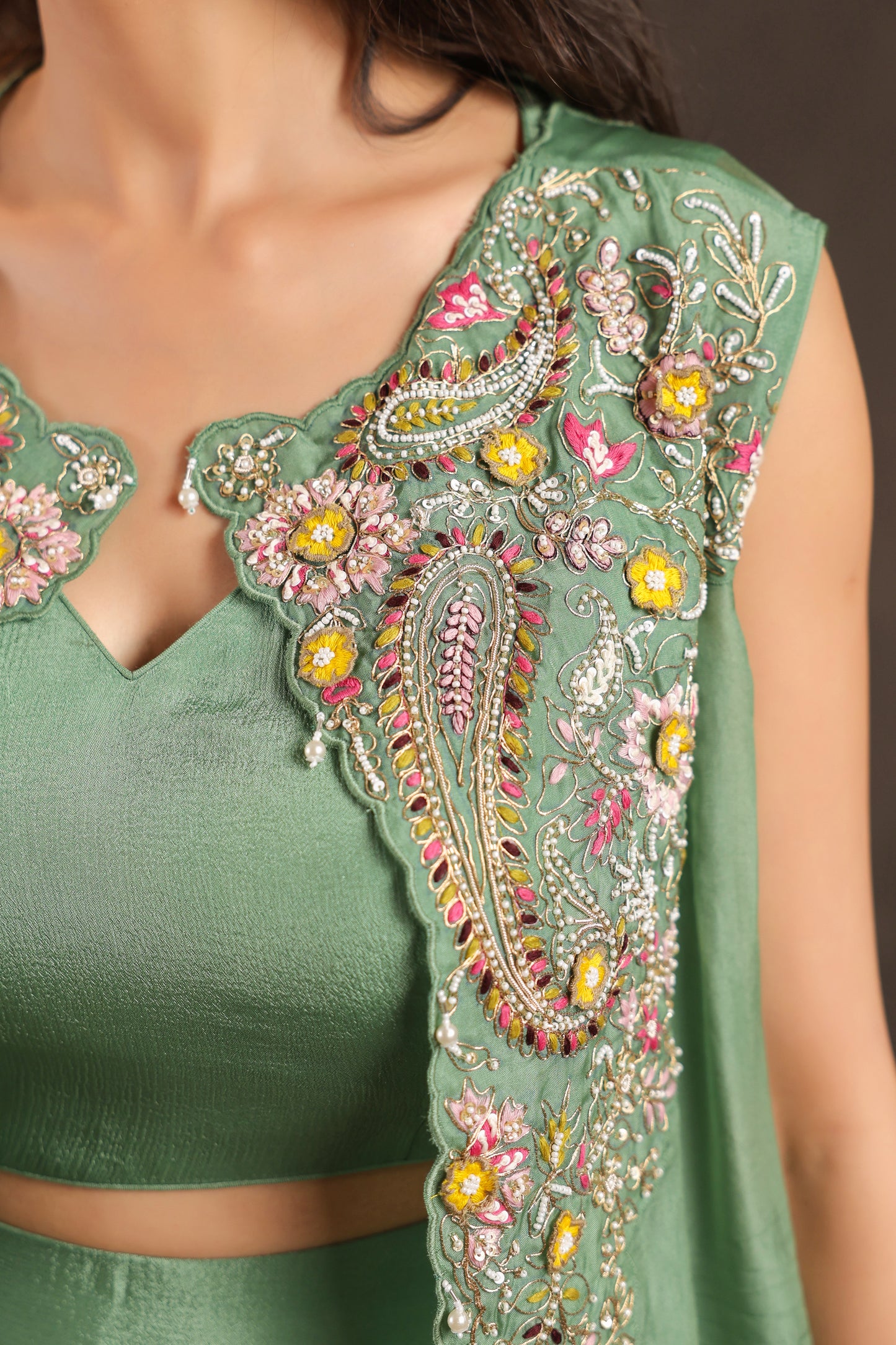 Heavy Jacket + Sharara Pant Green