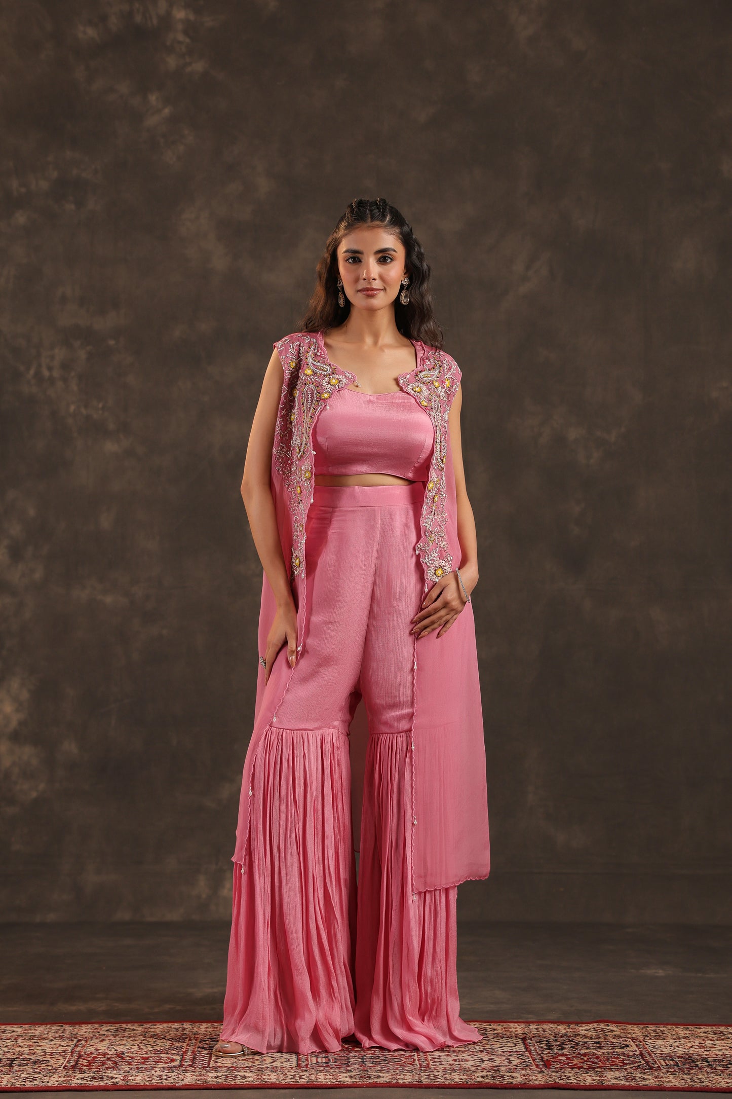 Heavy Jacket + Sharara Pant Light Pink