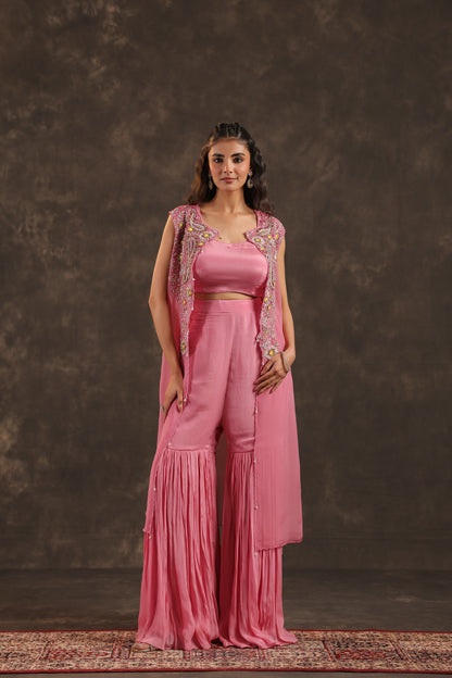 Heavy Jacket + Sharara Pant Light Pink