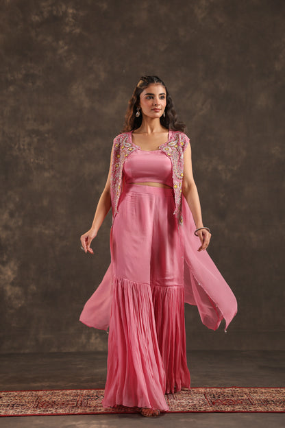 Heavy Jacket + Sharara Pant Light Pink