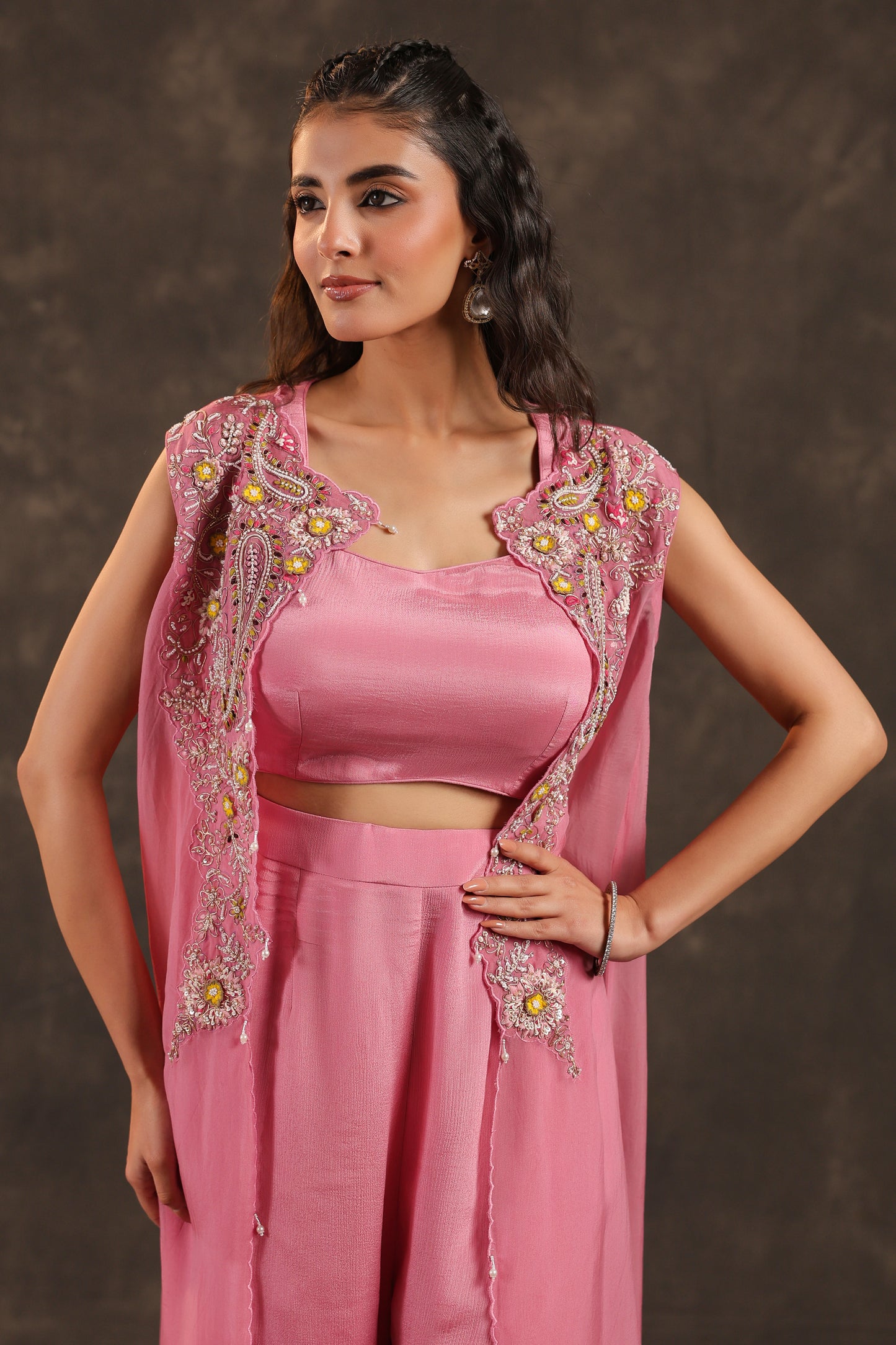 Heavy Jacket + Sharara Pant Light Pink