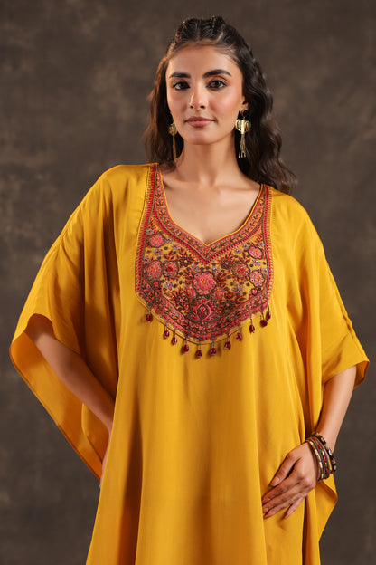 Embellished Kurti + Dhoti Pant Yellow Mustard