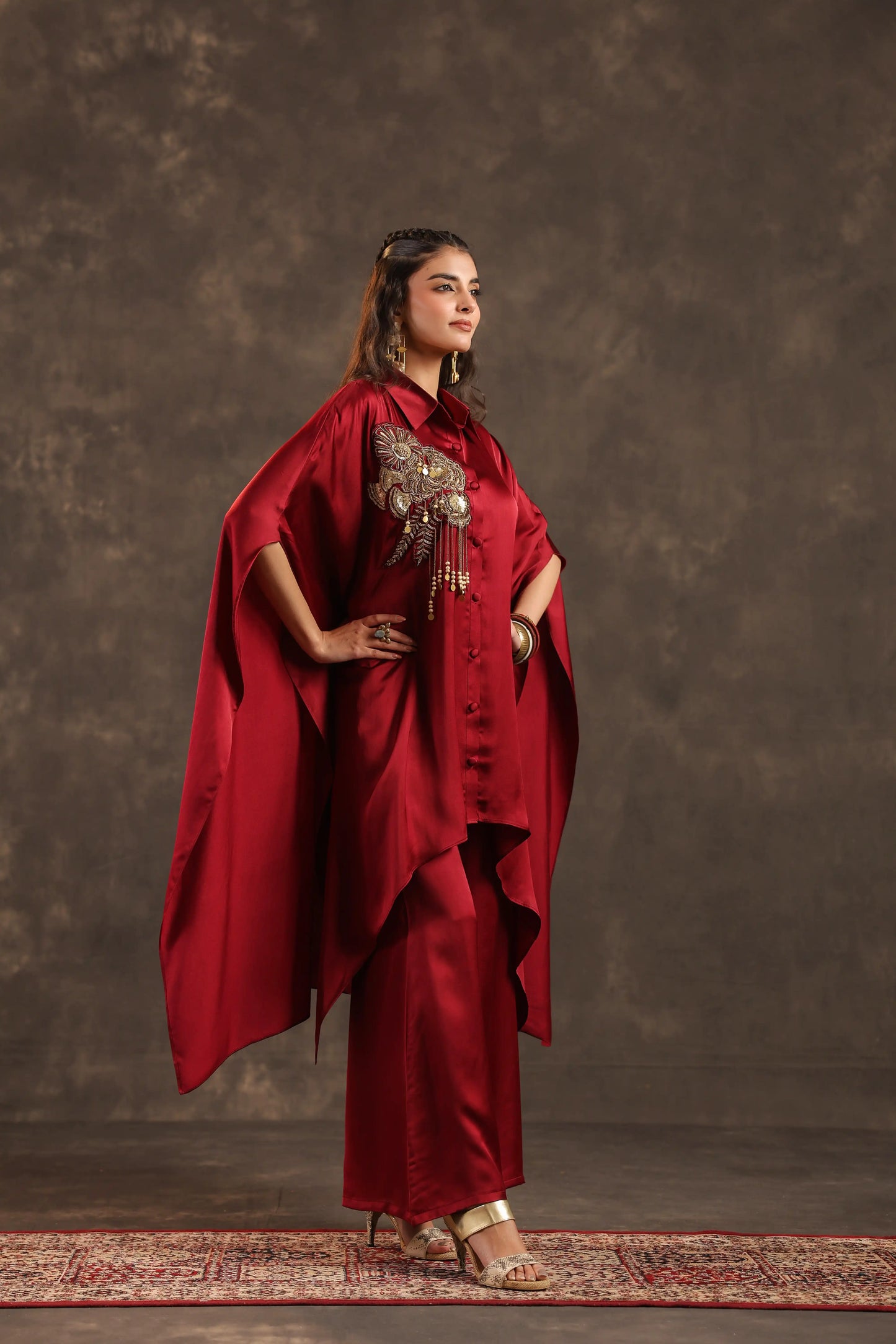 Kaftan Top with Pant Maroon