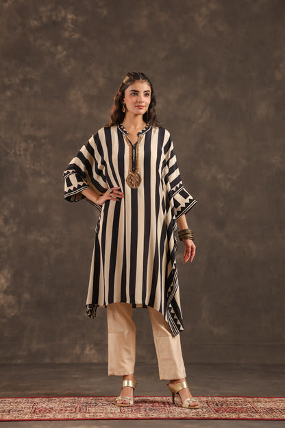 Black & White Stripes Kaftan