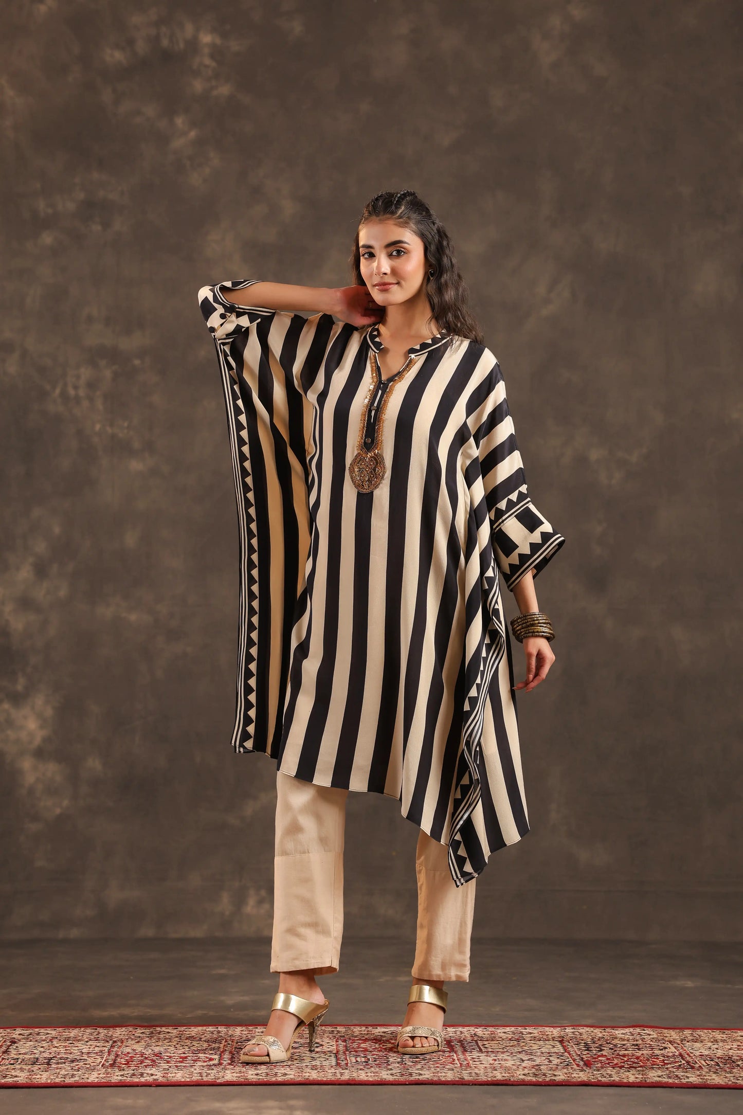 Black & White Stripes Kaftan