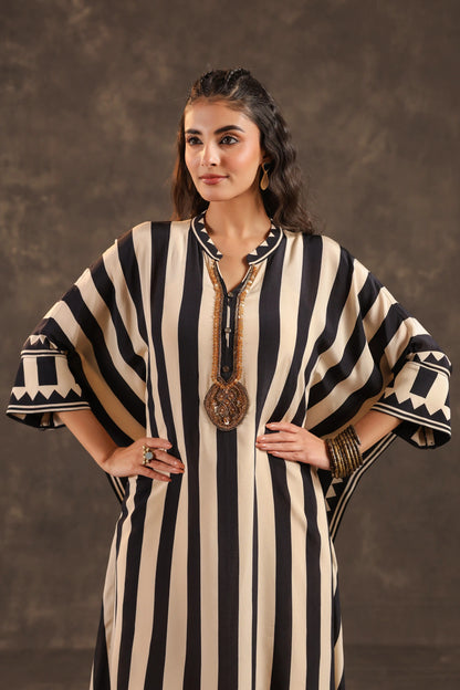 Black & White Stripes Kaftan