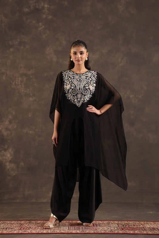 Heavy Embellished Kaftan Set Black