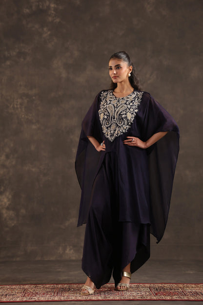 Heavy Embellished Kaftan Set Deep Blue