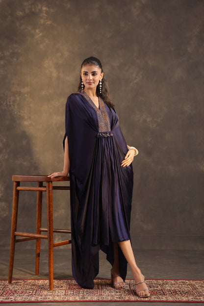 Flayered Kaftan Dress Deep Voilet
