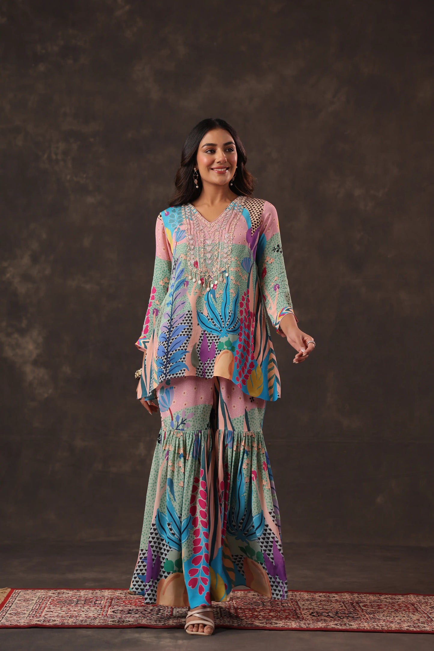 Printed Co-ords with Sharara Pant