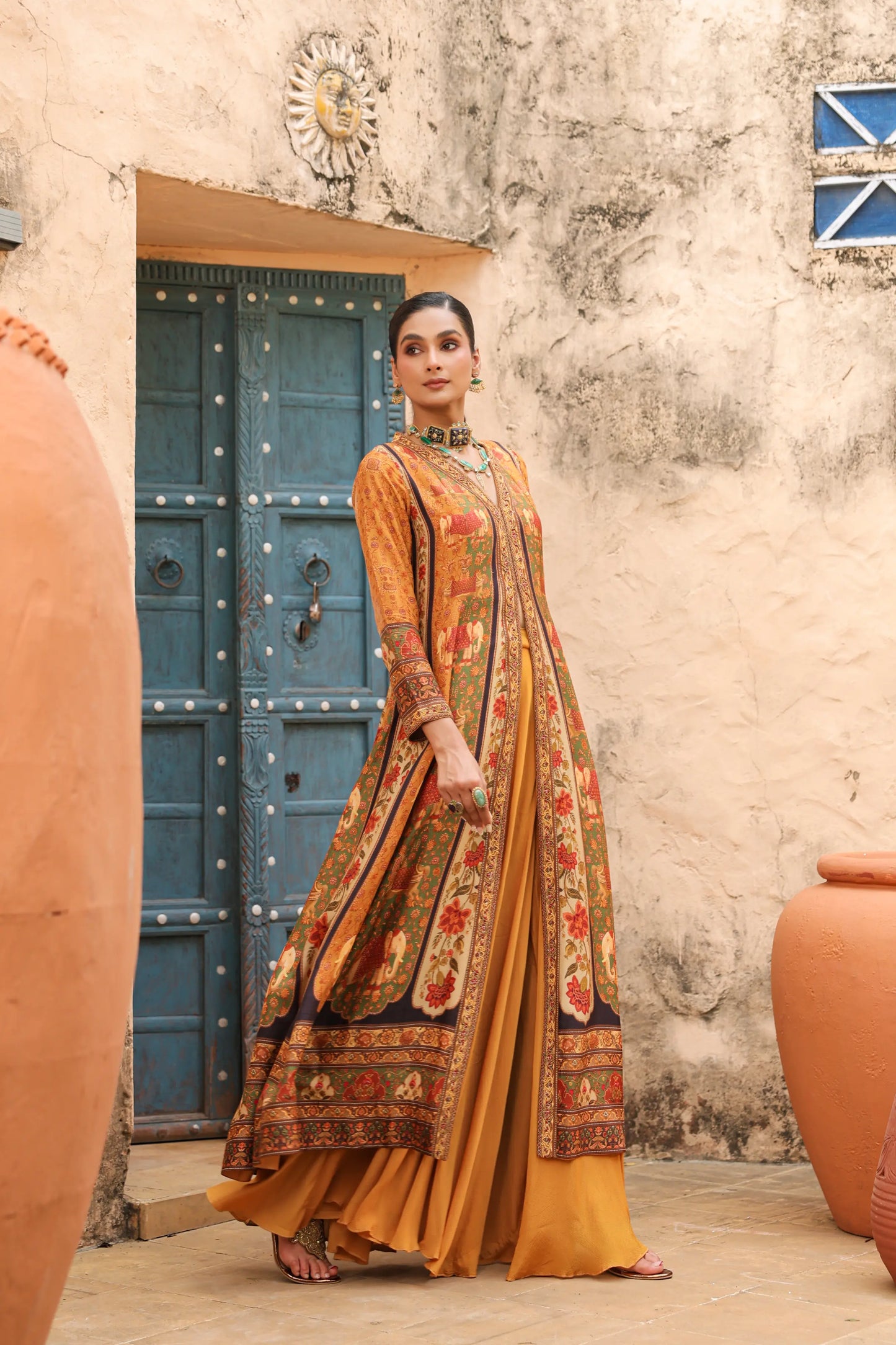 Traditional Print 2 piece Gown