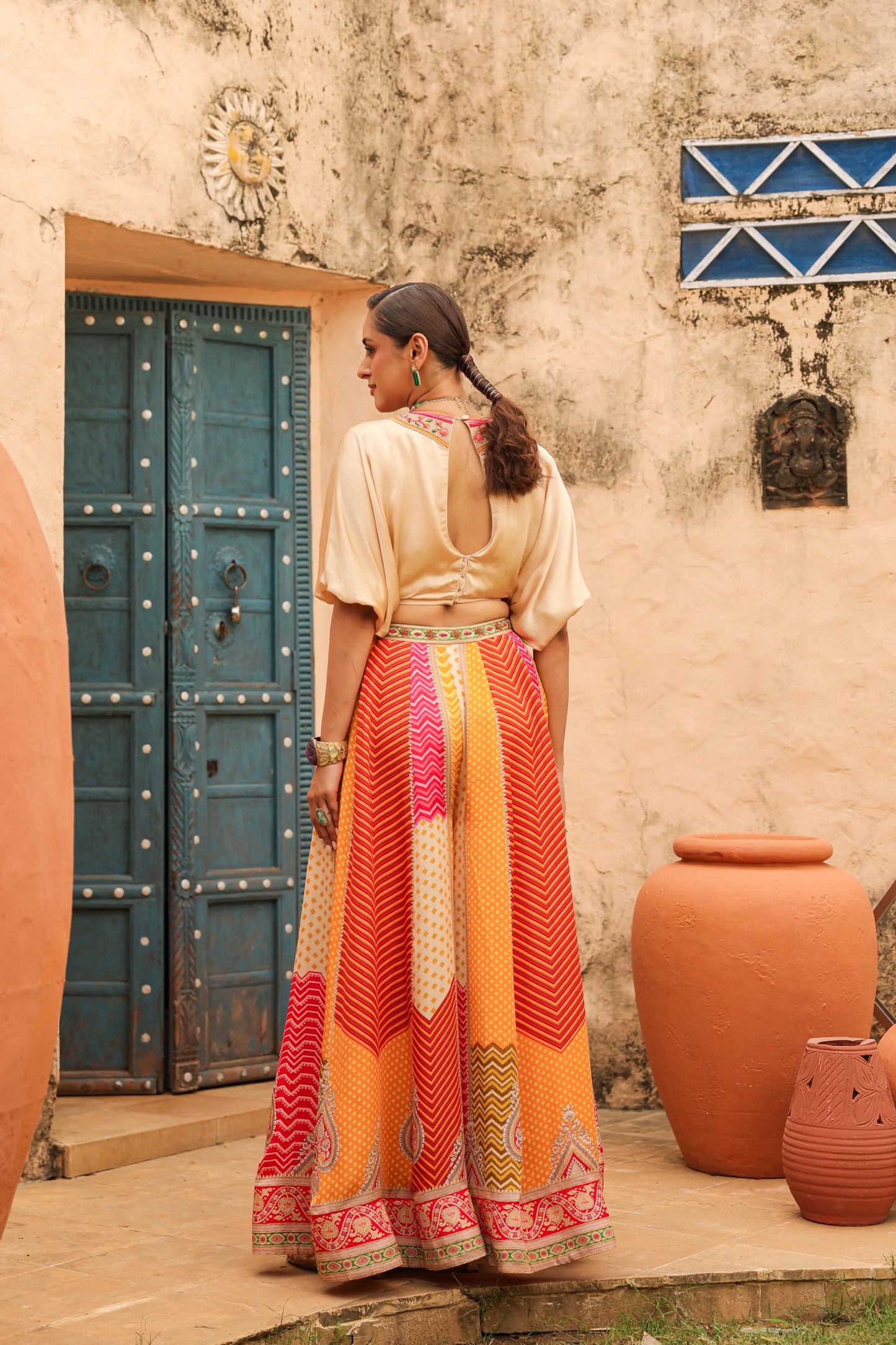 Smart Divider Pant with Heavy Cowl Top
