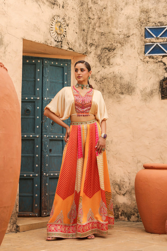 Smart Divider Pant with Heavy Cowl Top