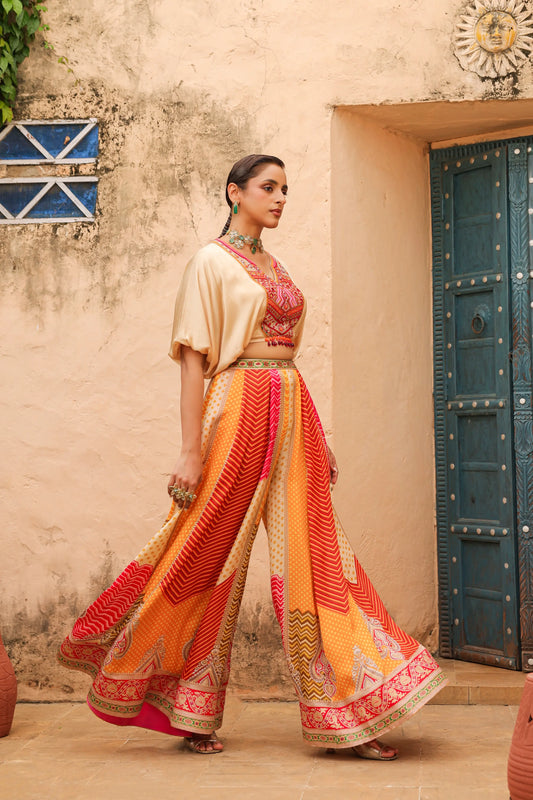 Smart Divider Pant with Heavy Cowl Top