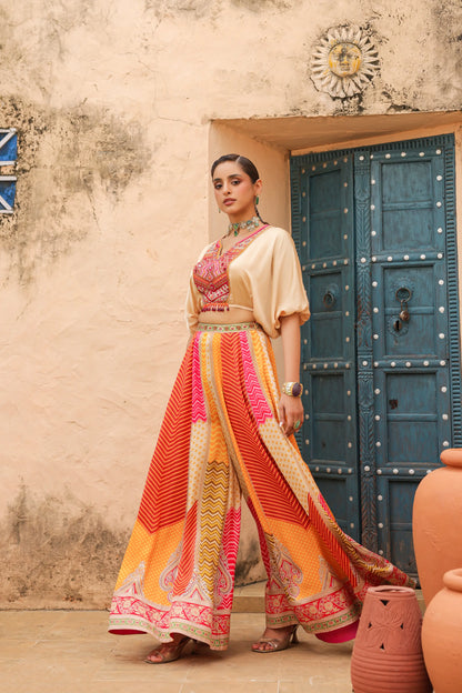 Smart Divider Pant with Heavy Cowl Top