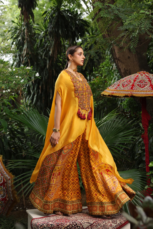 Ethnic Divider Pant with Heacy work Jacket (3 piece)