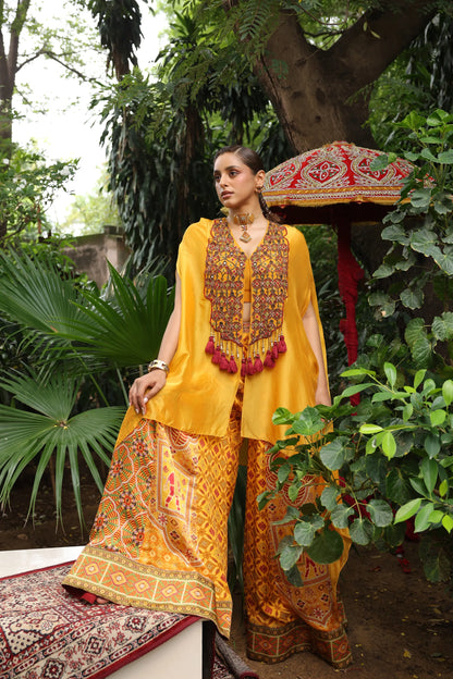 Ethnic Divider Pant with Heacy work Jacket (3 piece)