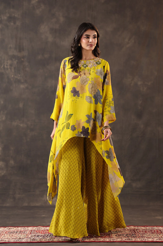 Printed Flayered Top with Flayered Pant