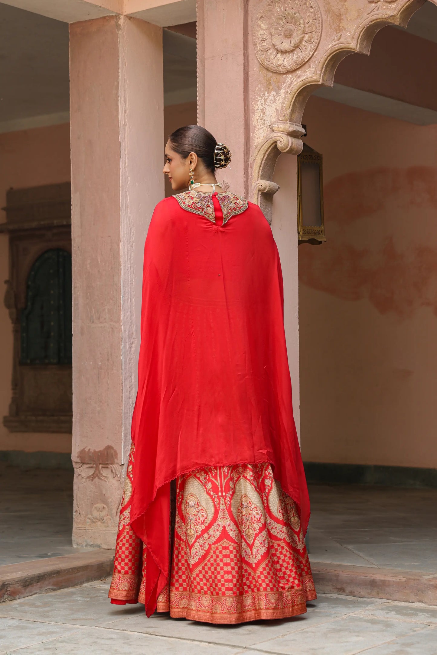 Traditional Lehanga with Embroidered Cape Jacket