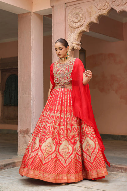 Traditional Lehanga with Embroidered Cape Jacket