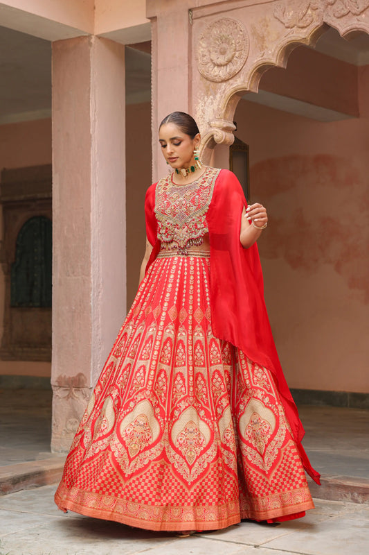 Traditional Lehanga with Embroidered Cape Jacket