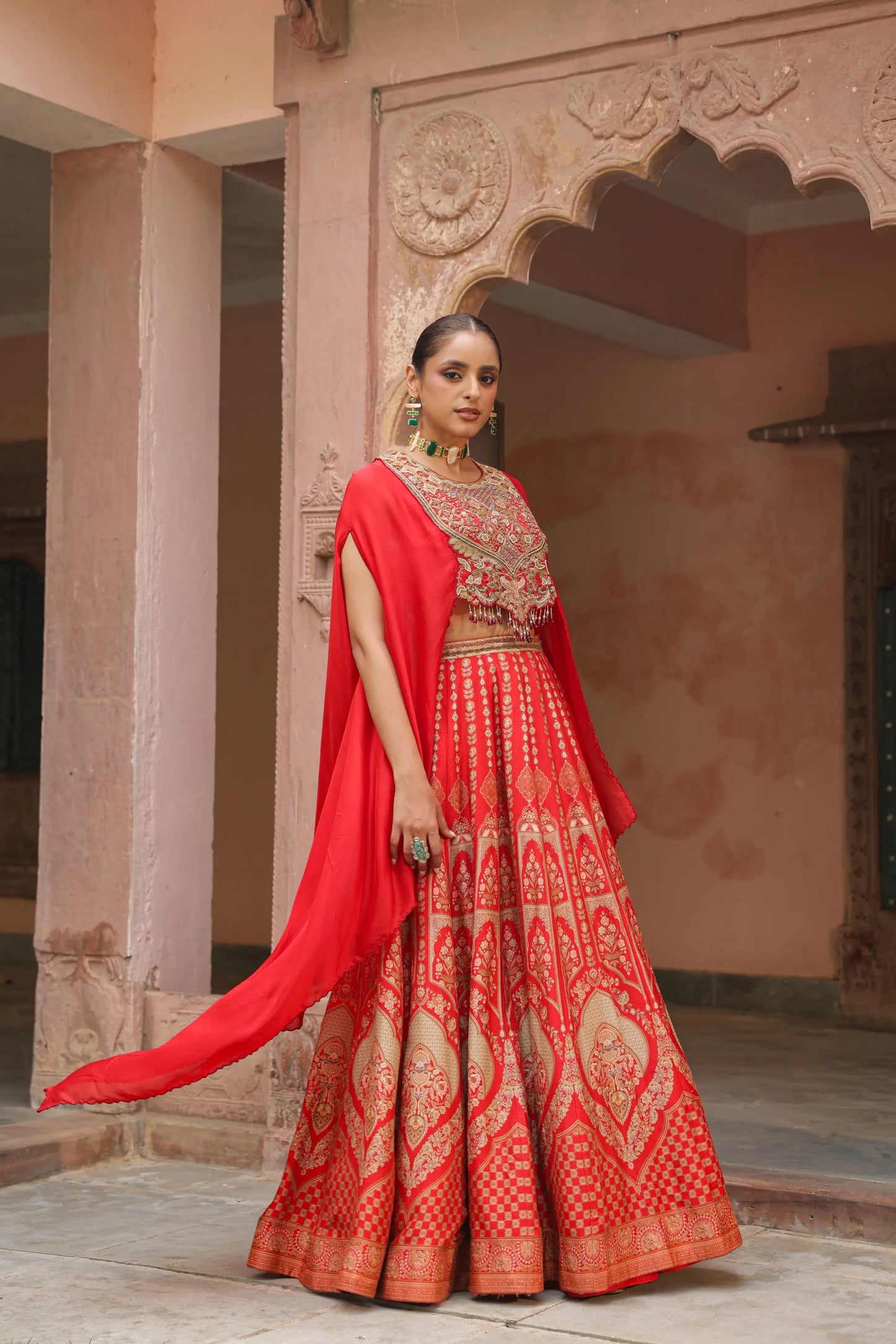 Traditional Lehanga with Embroidered Cape Jacket